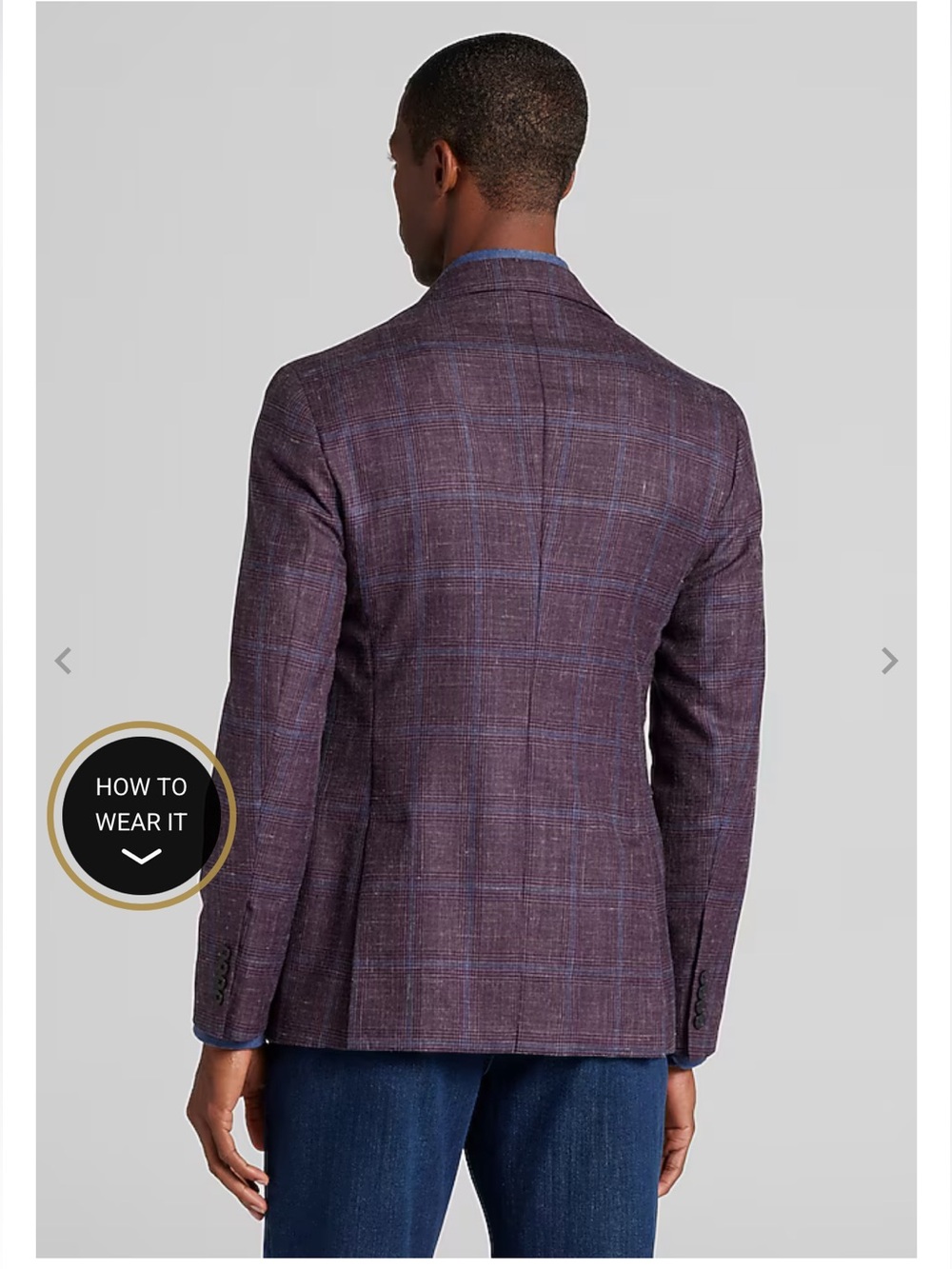 Saba Men's brown /purple stripes  Plaid Sport Coat with Blue Windowpane